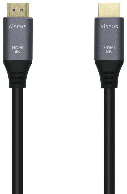 AISENS Cable HDMI V2.1 Ultra Alta Velocidad / HEC 8k@60Hz 48Gbps, A/M-A/M, Gris/Negro, 1.5m