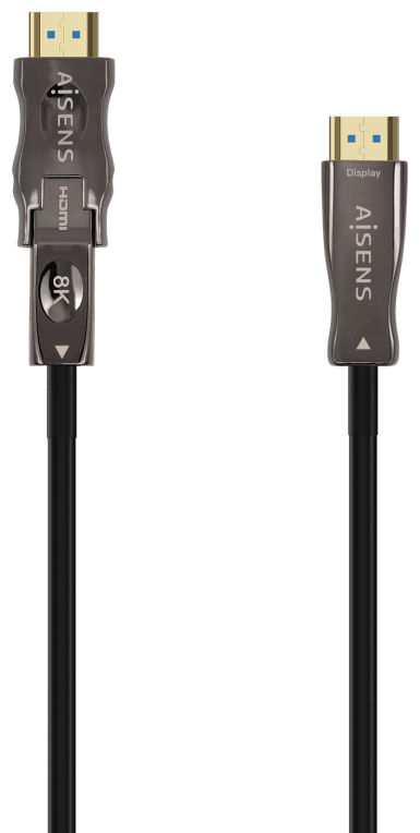 AISENS Cable Hdmi V2.1 AOC Desmontable Ultra Alta Velocidad / Hec 8K@60Hz 4K@120Hz 4:4:4 48Gbps, A/M-D/A/M, Negro, 20M