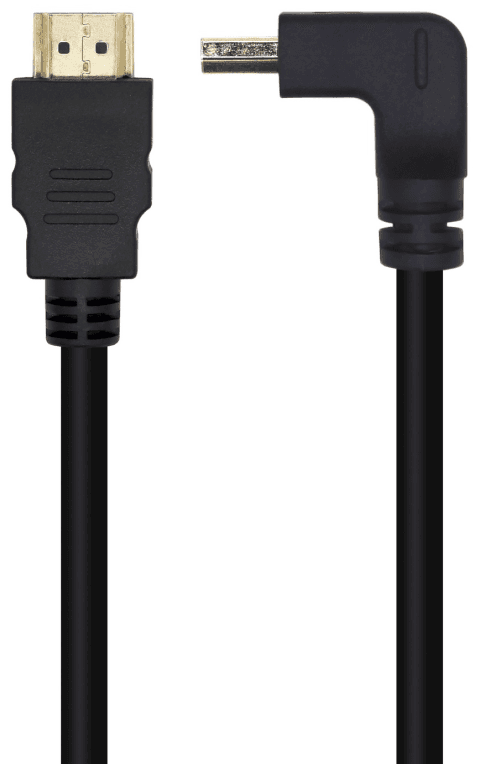 AISENS Cable HDMI V2.0 Acodado Premium Alta Velocidad / HEC 4K@60Hz 18Gbps, A/M-A/M, Negro, 2.0m