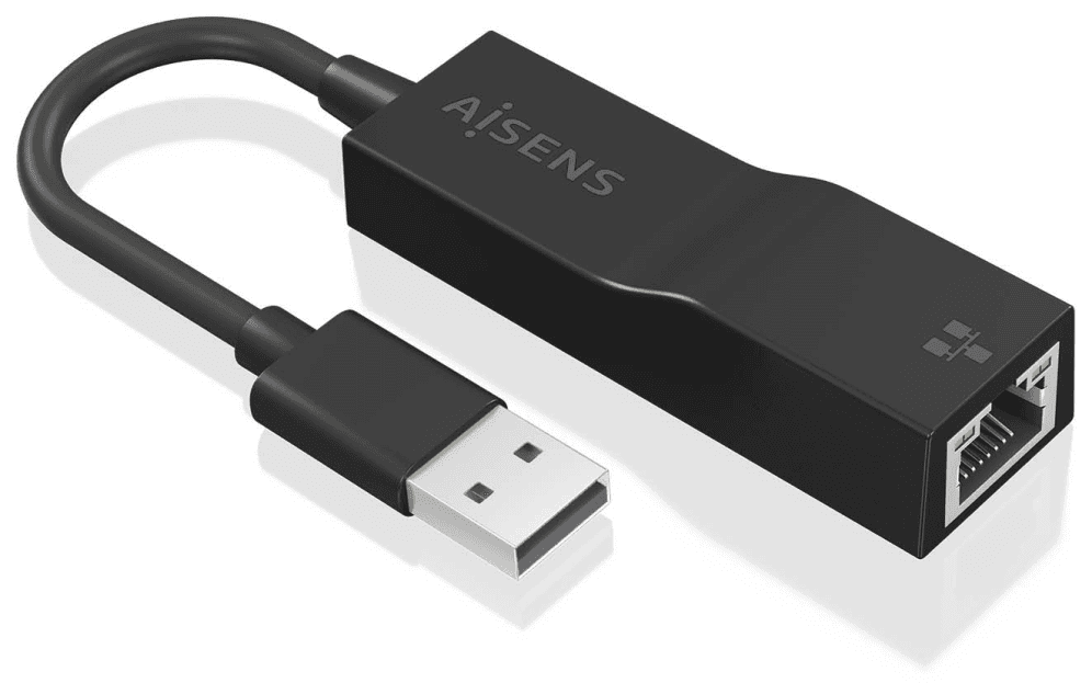 AISENS Conversor USB 3.0 a Ethernet Gigabit 10/100/1000 Mbps, Negro, 15 cm