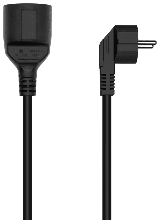 AISENS Cable Alargador de Alimentacion Schuko, CEE7/M-CEE7/H, Negro, 2.0M