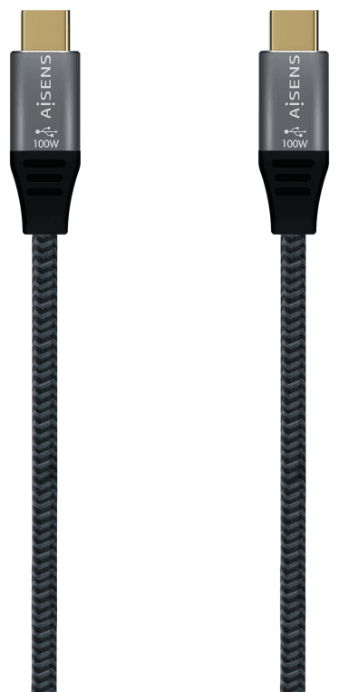 AISENS Cable USB 2.0 Aluminio 5A 100W E-Mark, USB-C/M-USB-C/M, Gris, 2.0M