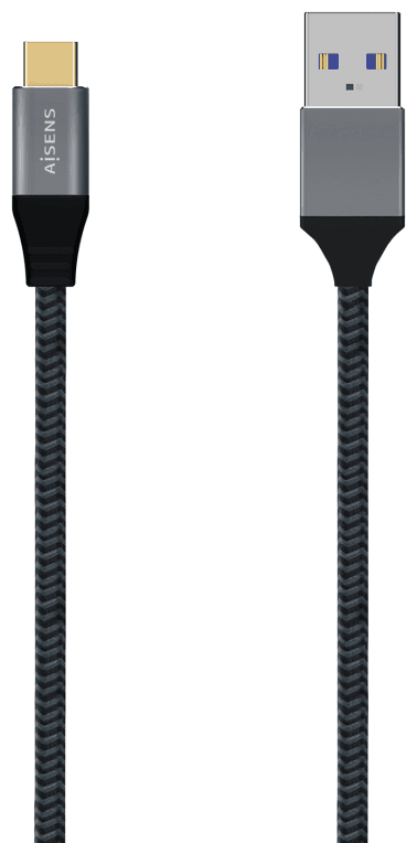 AISENS Cable USB 3.1 Gen2 Aluminio 10Gbps 3A, Tipo USB-C/M-A/M, Gris, 0.5M