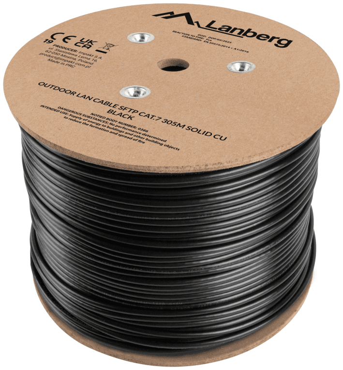 Lanberg LCS7-21CU-0305-BK cable de red Negro 305 m Cat7 S/FTP (S-STP) Alrededor