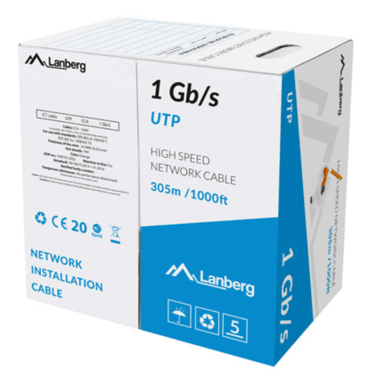 Lanberg LCU6-10CC-0305-O cable de red Naranja 305 m U/UTP (UTP)