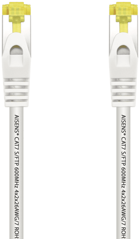 AISENS Cable De Red Latiguillo RJ45 LSZH Cat.7 600 MHz S/FTP PIMF AWG26, Blanco, 2.0 m