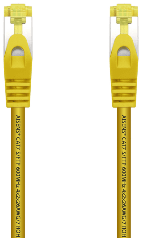 AISENS Cable De Red Latiguillo RJ45 LSZH Cat.7 600 MHz S/FTP PIMF AWG26, Amarillo, 0.5 m