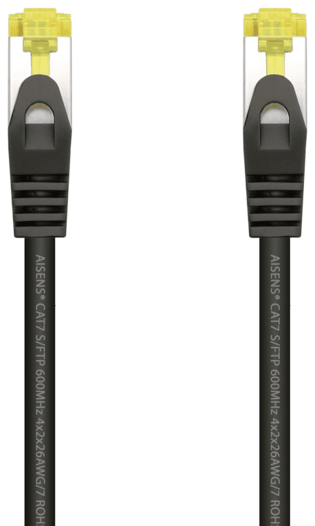 AISENS Cable De Red Latiguillo RJ45 LSZH Cat.7 600 MHz S/FTP PIMF AWG26, Negro, 0.5 m