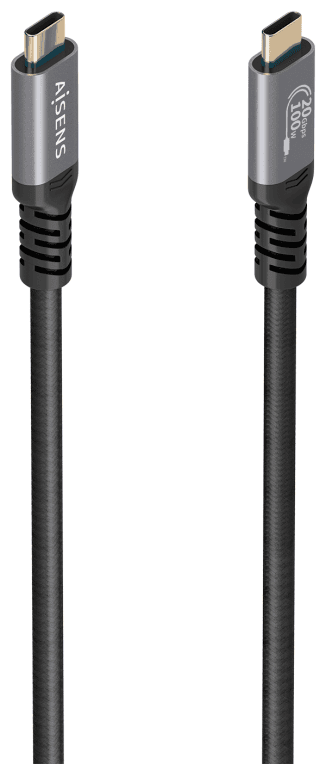 AISENS Cable USB 3.2 Gen2x2 Aluminio 20Gbps 8K@30Hz 5A 100W E-Mark, Tipo USB-C/M-USB-C/M, Negro, 3.0m