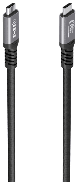 AISENS Cable USB 3.2 Gen2 Aluminio 10Gbps 8K@30Hz 5A 100W E-Mark, Tipo USB-C/M-USB-C/M, Negro, 5.0m