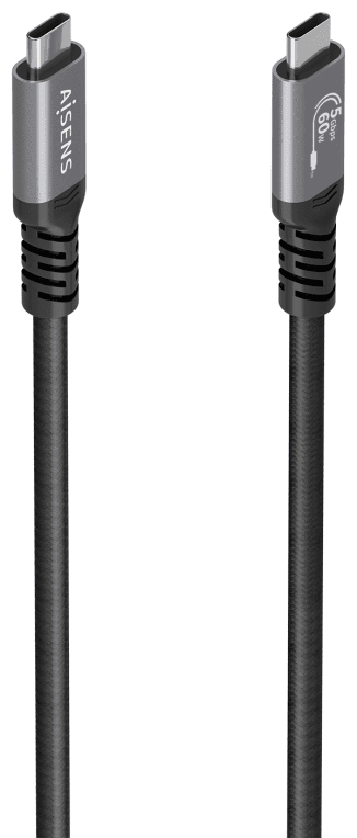 AISENS Cable USB 3.2 Gen1 Aluminio 5Gbps 4K@60Hz 3A 60W E-Mark, Tipo USB-C/M-USB-C/M, Negro, 10M