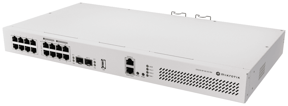 Mikrotik CRS418-8P-8G-2S+RM Cloud Router/Sw L2/L3 Gigabit Ethernet (10/100/1000) Energía sobre Ethernet (PoE) 1U