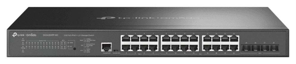 TP-Link Omada SG3428XPP-M2 switch Gestionado L2+ 2.5G Ethernet (100/1000/2500) Energía sobre Ethernet (PoE) 1U Negro