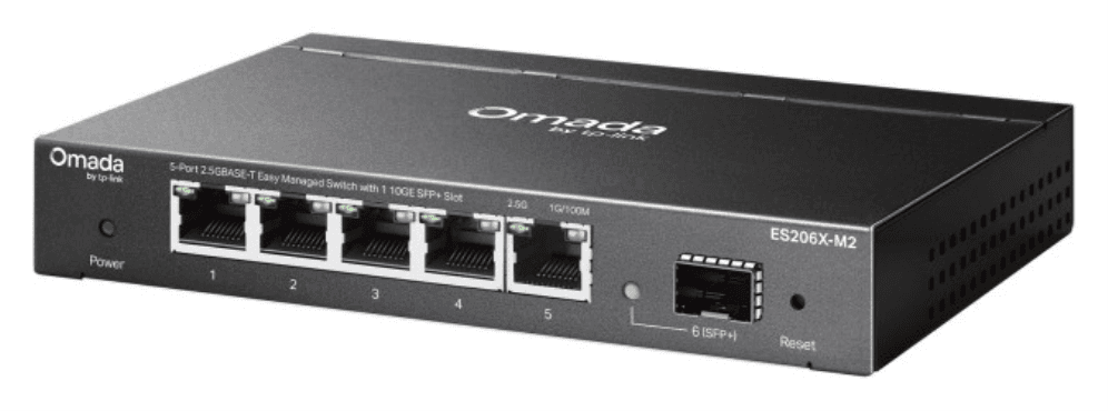 TP-Link Omada ES206X-M2 switch Gestionado L2 2.5G Ethernet (100/1000/2500) Montaje en pared/escritorio Negro