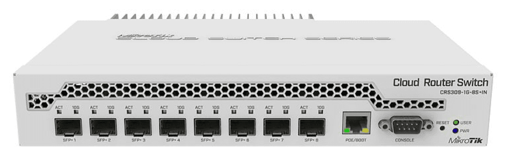 Mikrotik CRS309-1G-8S+ Gestionado Gigabit Ethernet (10/100/1000) Energía sobre Ethernet (PoE) Blanco