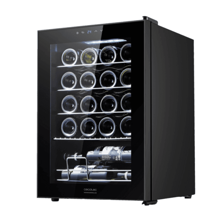 Cecotec 00122 enfriador de vino Nevera de vino Independiente Negro, Transparente 20 botella(s)