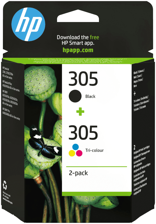 HP Paquete de 2 cartuchos de tinta original 305 tricolor / negro