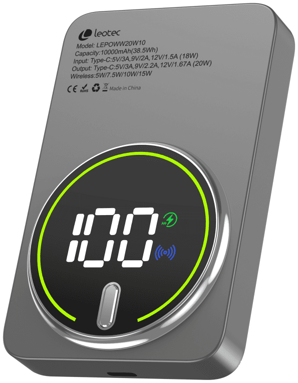 Leotec Power Bank inalámbrico 10000mAh 20W Gris
