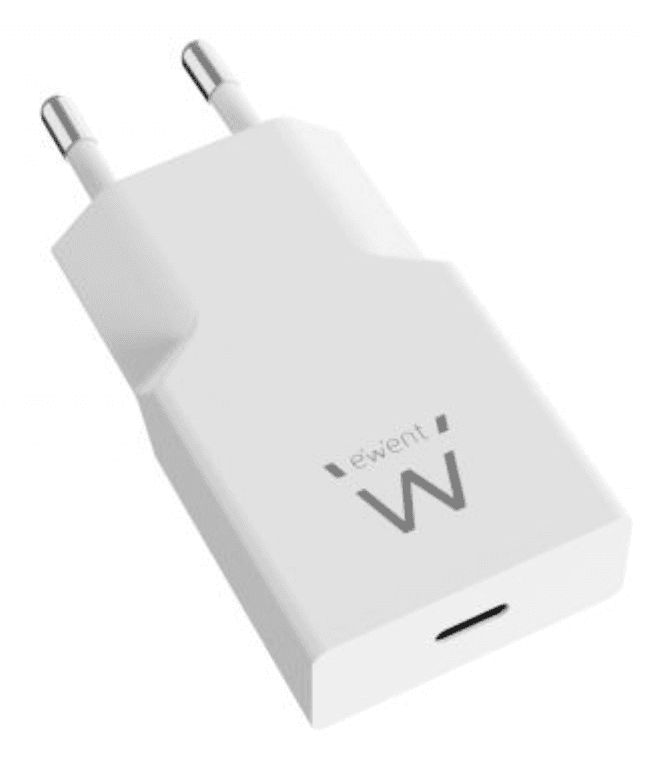 Ewent Cargador Rápido USB-C PD de 20W con Tecnología GaN y Diseño Ultrafino
