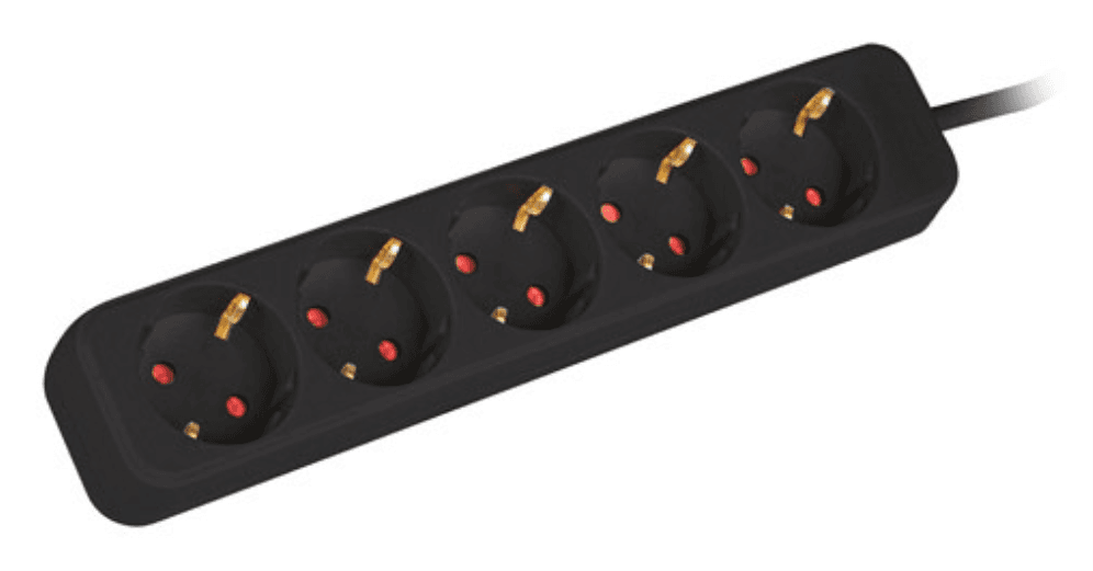 Lanberg PS0-05F-0300-BK base múltiple 3 m 5 salidas AC Interior Negro