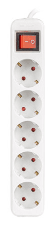 Lanberg PS1-05F-0300-W base múltiple 3 m 5 salidas AC Interior Blanco