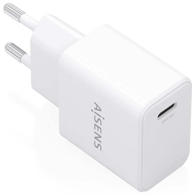 AISENS Cargador GaN USB-C PD3.0 1xUSB-C 20W, Blanco