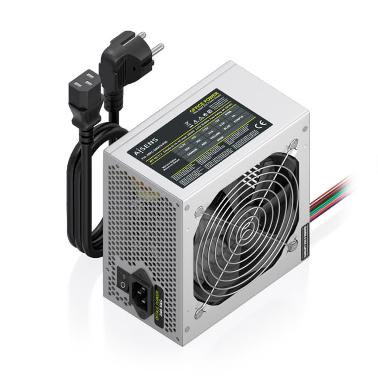 AISENS Fuente Alimentacion ATX 500W con Cable de Alimentacion OEM, Plata