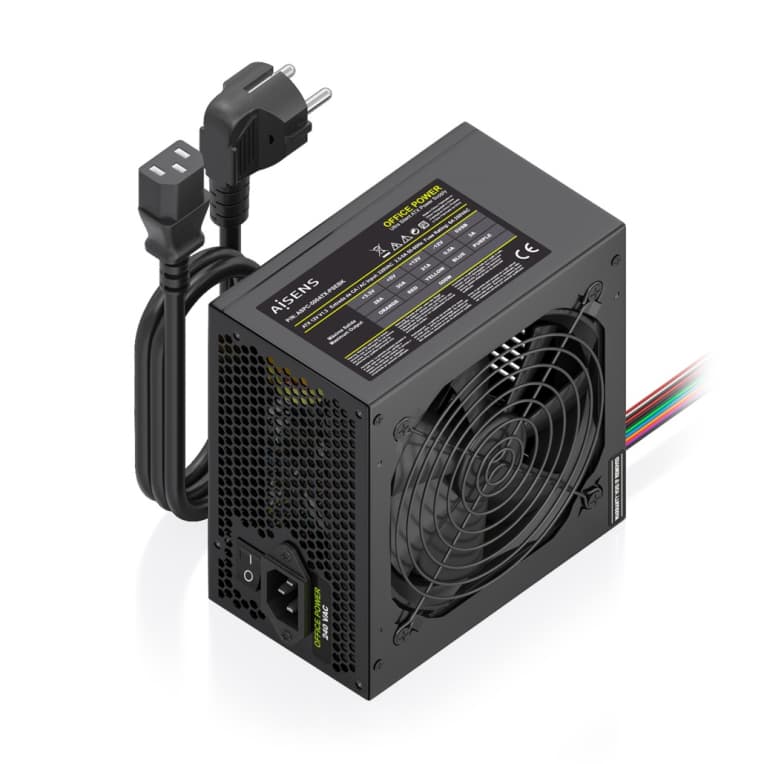 AISENS Fuente Alimentacion ATX 500W con Cable de Alimentacion OEM, Negra