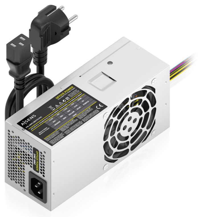 AISENS Fuente Alimentacion TFX 500W con Cable de Alimentacion OEM, Plata