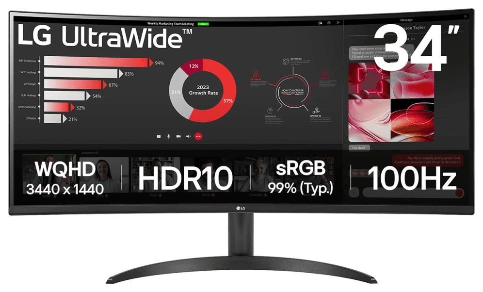 LG 34WR50QK-B pantalla para PC 86,4 cm (34") 3440 x 1440 Pixeles Wide Quad HD Negro