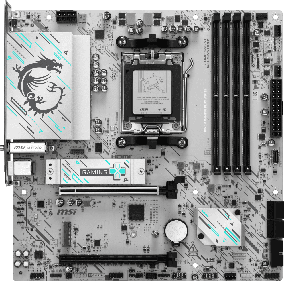 MSI B840M GAMING PLUS WIFI6E placa base AMD B840 Zócalo AM5 micro ATX