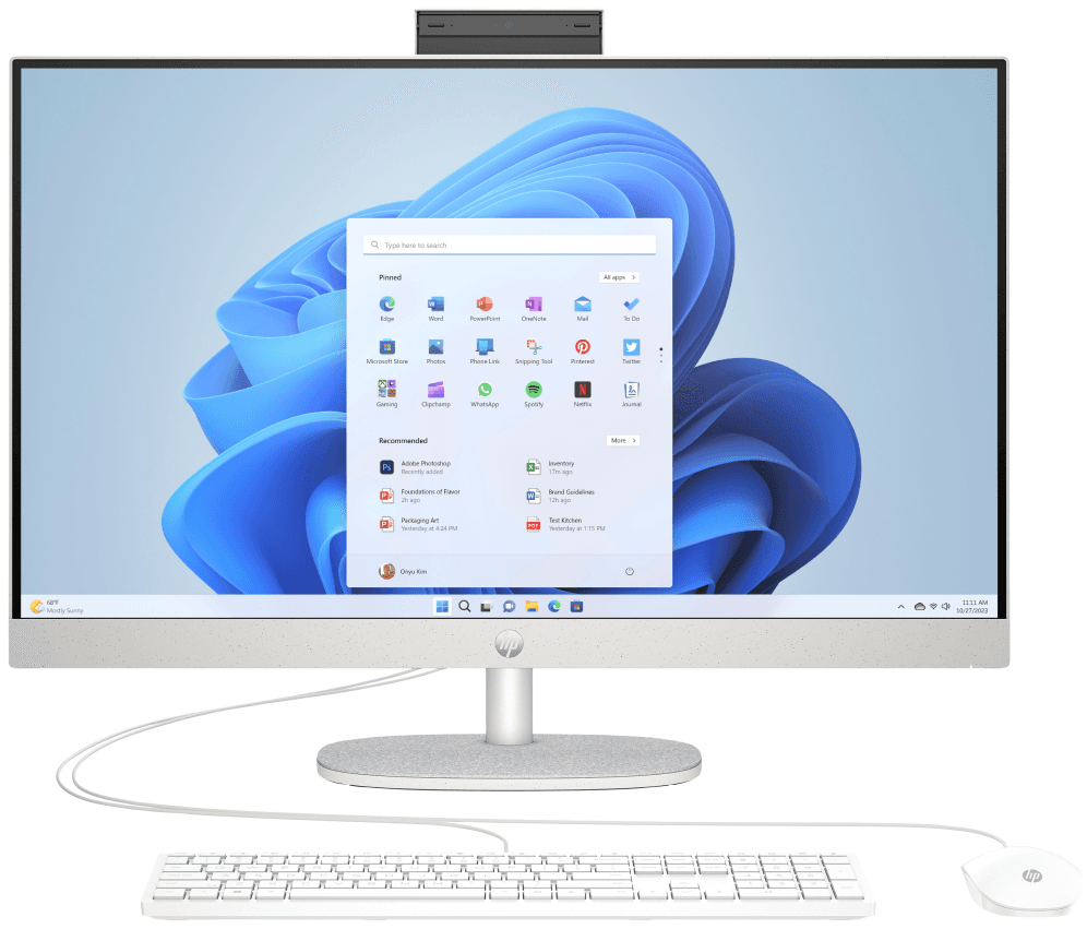 HP 27 inch All-in-One 27-cr0129ns PC Intel® Core™ i5 i5-1335U 68,6 cm (27") 1920 x 1080 Pixeles 16 GB DDR4-SDRAM 512 GB SSD FreeDOS Wi-Fi 6 (802.11ax) Blanco