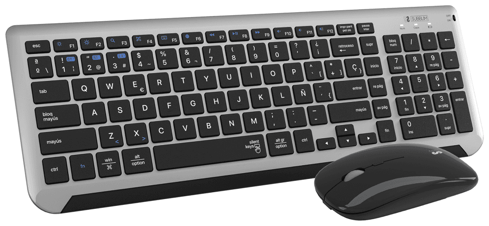 SUBBLIM SUBKBC-DCEP20 teclado Ratón incluido Universal RF Wireless + Bluetooth QWERTY Español Negro, Gris