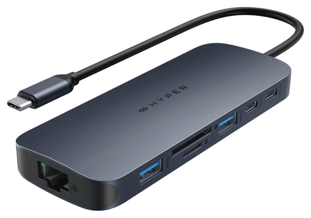 HYPER HD4005GL hub de interfaz USB 3.2 Gen 1 (3.1 Gen 1) Type-C 10000 Mbit/s Azul, Gris