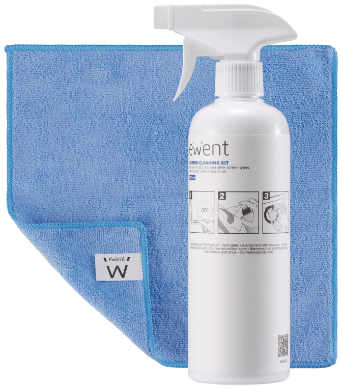 Ewent EW5678 kit de limpieza para computadora Pantallas / Plásticos, Universal Kit de limpieza para equipos 500 ml