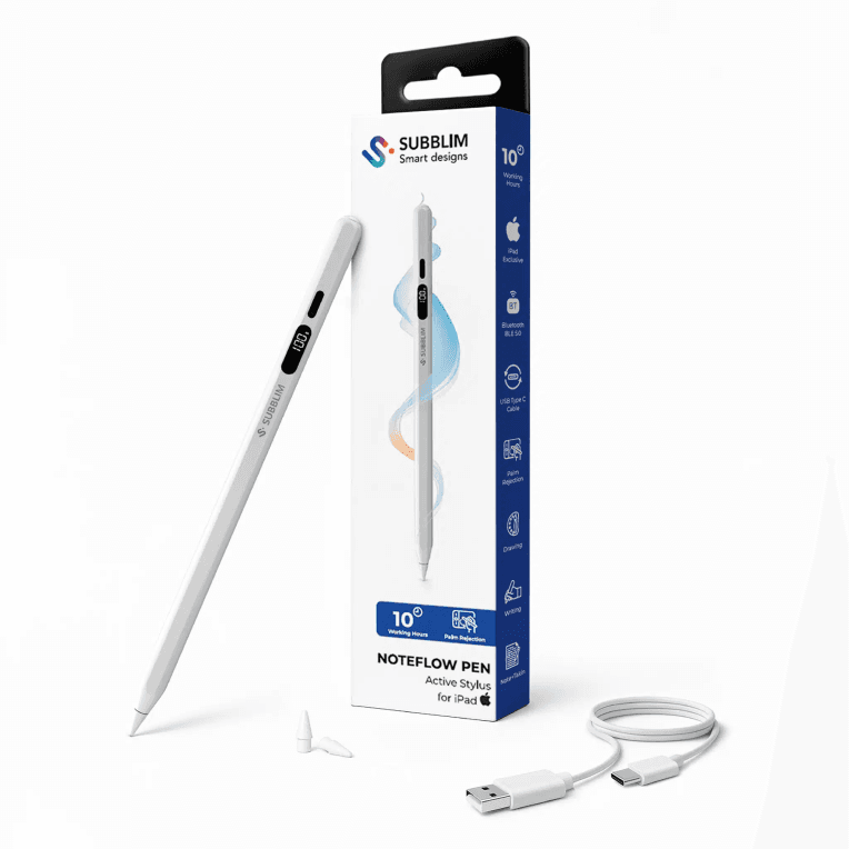 SUBBLIM NoteFlow StylusPen para iPad Pantalla Batería Li-Po USB-C Carga Palm Rejection