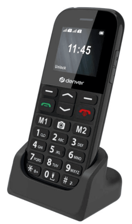 Denver BAS-18800L teléfono móvil 4,5 cm (1.77") Negro Teléfono para personas mayores