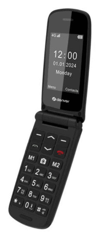 Denver BAS-24800L teléfono móvil 6,1 cm (2.4") Negro Teléfono para personas mayores