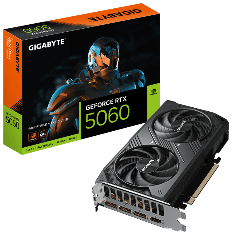 GIGABYTE GeForce RTX 5060 WINDFORCE MAX OC V2 8G – Tarjeta gráfica, 8GB GDDR7, 128bit, PCI-E 5.0, 2512MHz Core Clock, 3 × DP, 1 × HDMI, NVIDIA DLSS 4, GV-N5060WF2MAX OCV2-8GD