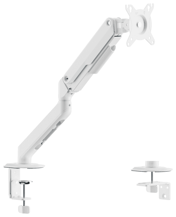 AISENS Soporte de Mesa Eco Contrapeso Giratorio e Inclinable para Monitor/TV 9kg (3 PIVOTES, 1 BRAZO) de 17-32, Blanco