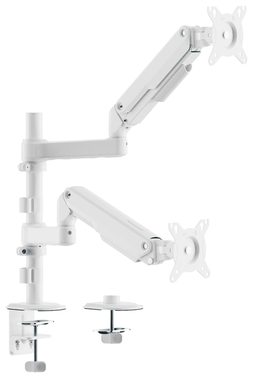 AISENS Soporte de Mesa Eco Contrapeso Giratorio e Inclinable para Monitor/TV 9kg (3 PIVOTES, 2 BRAZOS) de 17-32, Blanco
