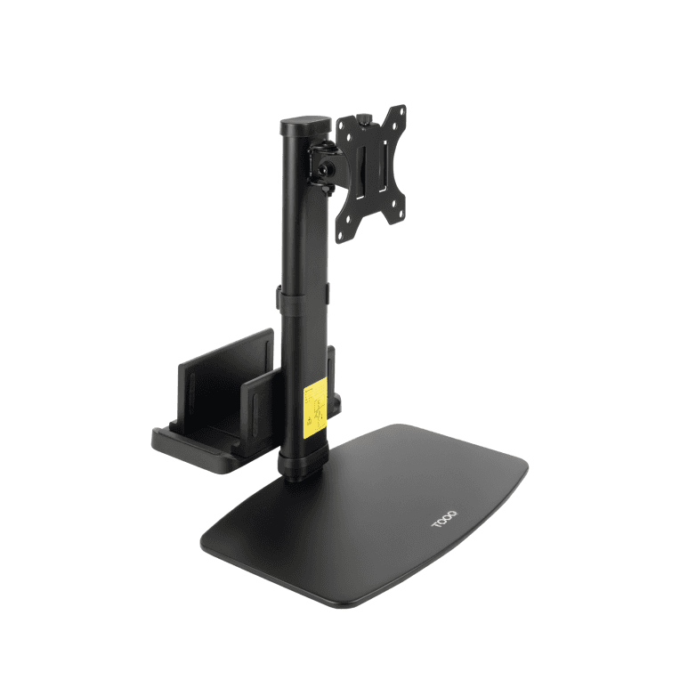 TooQ Soporte de mesa para pantallas 17”-27” con soporte integrado para CPU Ligera
