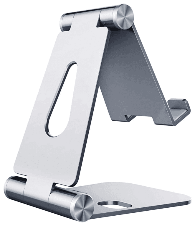 AISENS Soporte De Sobremesa Tamaño M Ajustable (2 Pivotes) Para Movil / Tablet, Plata
