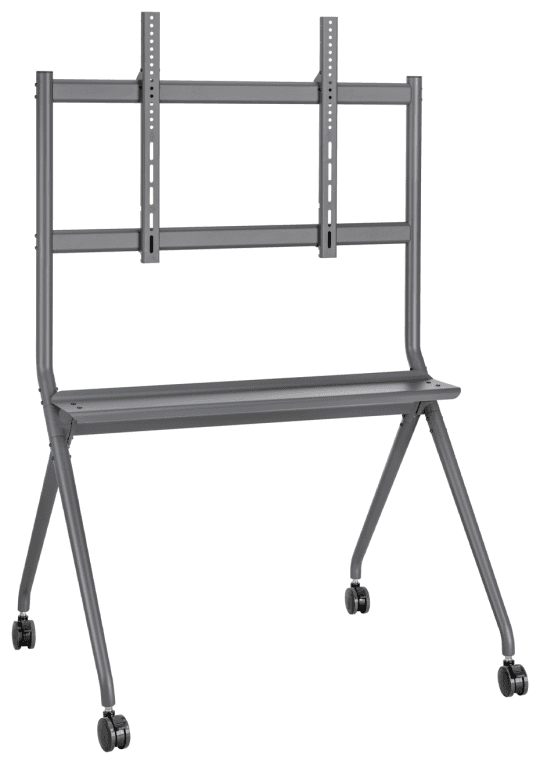 AISENS Soporte De Suelo Pro Con Rueda, 1 Bandeja Para Pantalla Interactiva/TV 120kg De 50-86, Negro