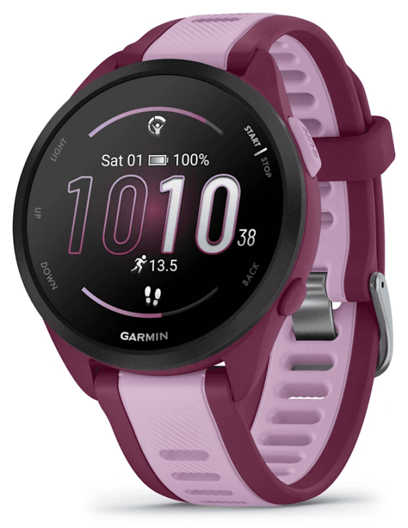Garmin Forerunner 165 Music 3,05 cm (1.2") AMOLED 43 mm Digital 390 x 390 Pixeles Pantalla táctil Púrpura GPS (satélite)